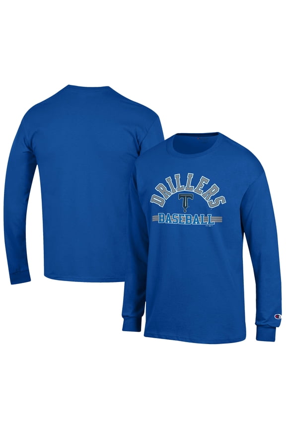 Men's Champion Royal Tulsa Drillers Jersey Long Sleeve T-Shirt