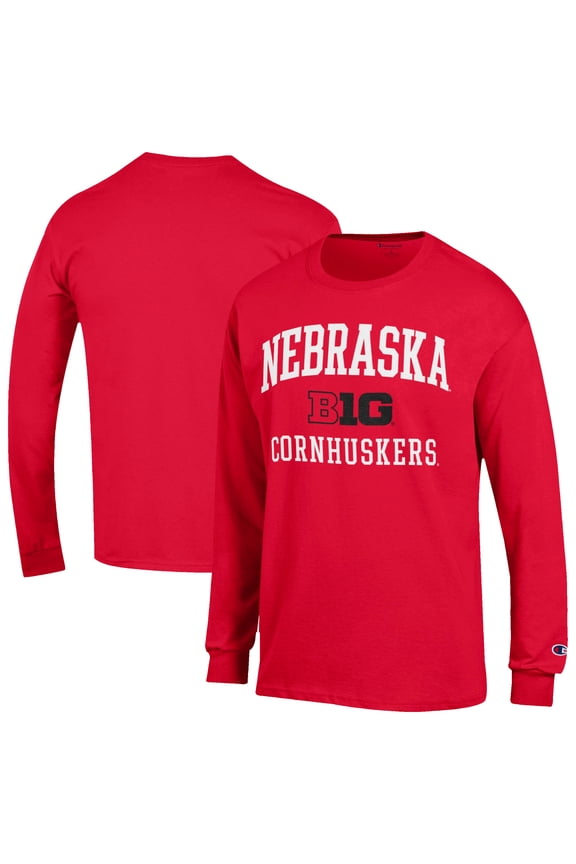 Men's Champion Scarlet Nebraska Huskers Big Ten Long Sleeve T-Shirt