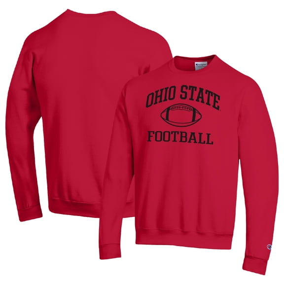 Men's Champion Scarlet Ohio State Buckeyes Football Icon Pullover Sweatshirt