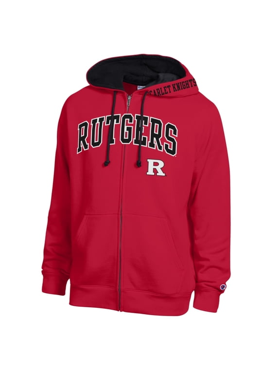 Men's Champion Scarlet Rutgers Scarlet Knights Arch Logo Full-Zip Fleece Hoodie