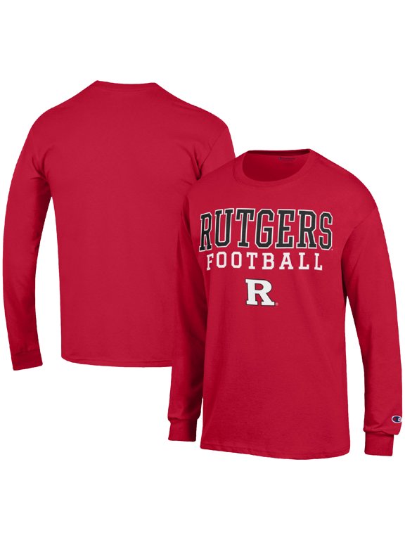 Men's Champion Scarlet Rutgers Scarlet Knights Football Stack Long Sleeve T-Shirt