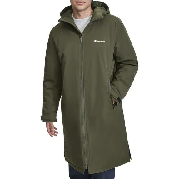 Men's Champion® Sideline Hooded Jacket with Quilted Lining Color: Forest Night Size: S