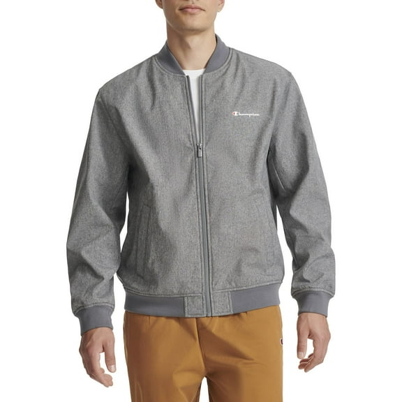 Men's Champion® Soft Shell Sport Bomber Jacket Color: Heather Gray Size: L