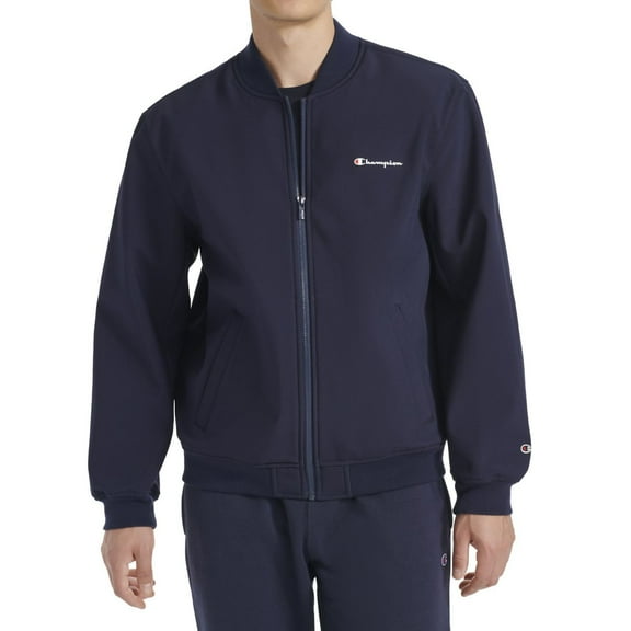 Men's Champion® Soft Shell Sport Bomber Jacket Color: Navy Size: L