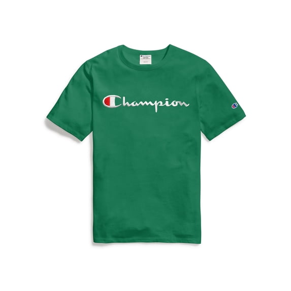 Men's Champion Tee, Script Logo Kelly Green M