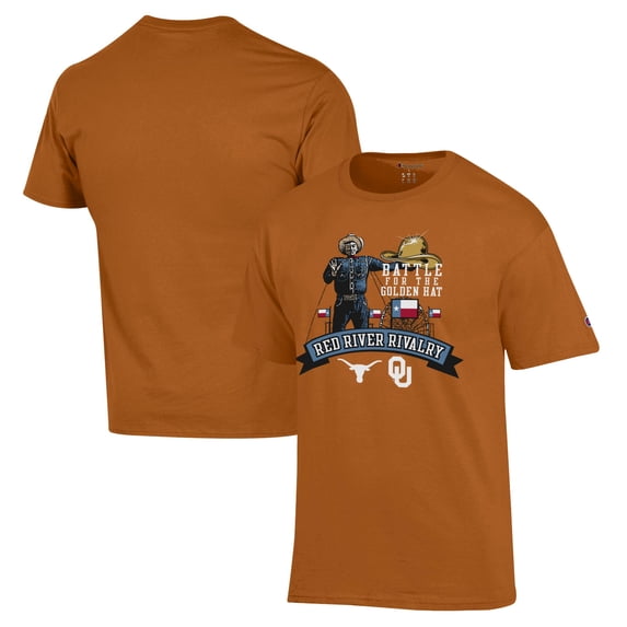 Men's Champion Texas Orange Texas Longhorns vs. Oklahoma Sooners Red River Rivalry Big Tex Battle For The Golden Hat