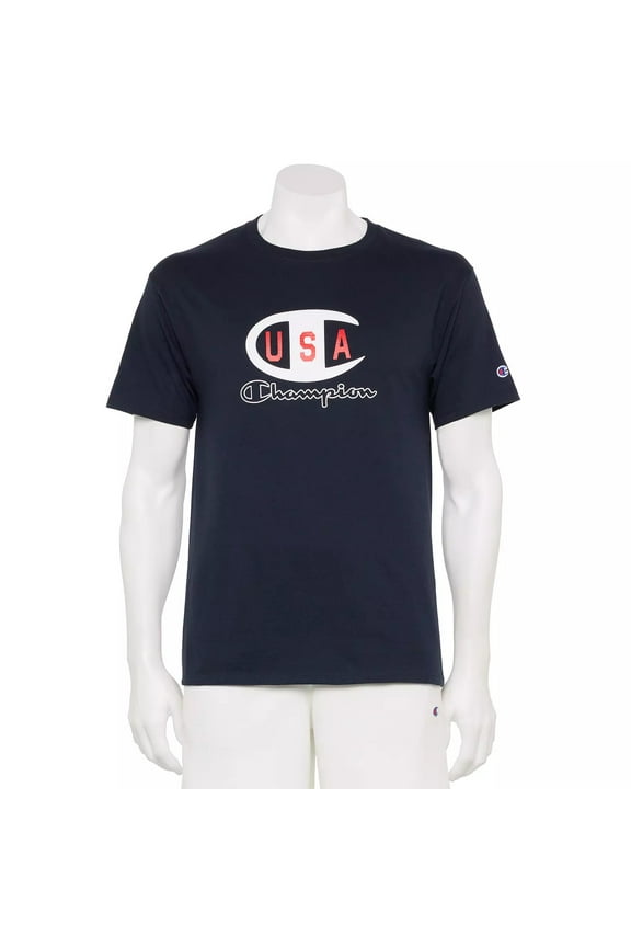 Men's Champion USA Iconic Graphic Tee Medium Navy