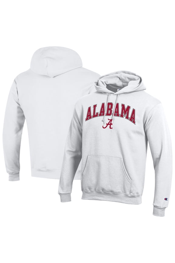 Men's-Champion  White Alabama Crimson Tide Arch Over Logo Pullover Hoodie