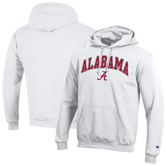 Men's-Champion White Alabama Crimson Tide Arch Over Logo Pullover Hoodie