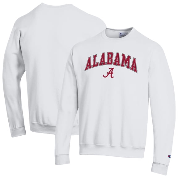 Men's-Champion  White Alabama Crimson Tide Arch Over Logo Pullover Sweatshirt