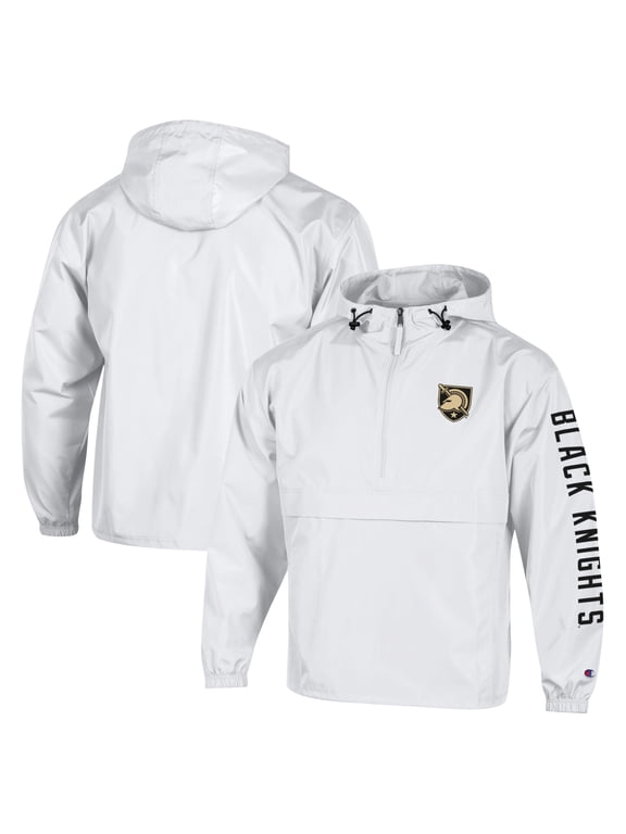 Men's Champion White Army Black Knights Cloud Packable Half-Zip Hooded Jacket