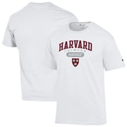 Men's Champion White Harvard Crimson Grandparent Logo T-Shirt