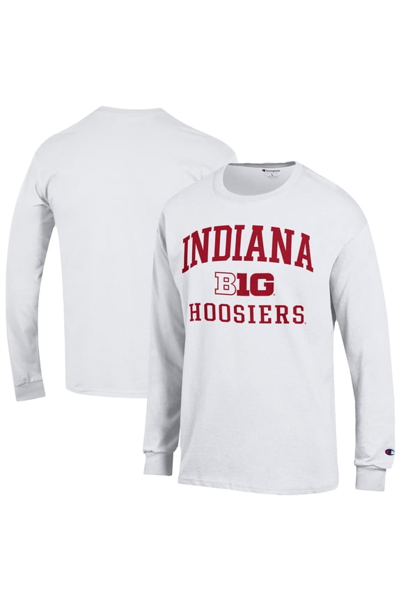 Men's Champion White Indiana Hoosiers Big Ten Long Sleeve T-Shirt