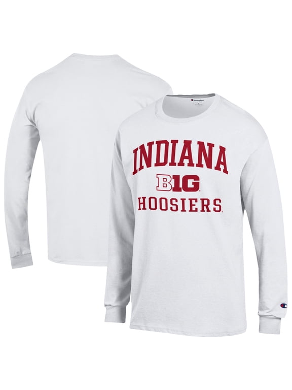 Men's Champion White Indiana Hoosiers Big Ten Long Sleeve T-Shirt