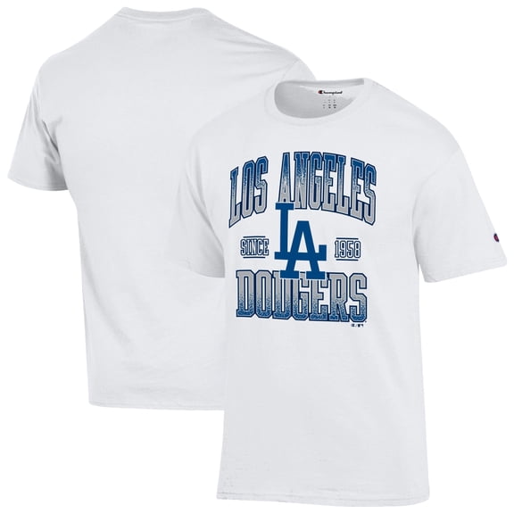 Men's Champion White Los Angeles Dodgers Team Name T-Shirt