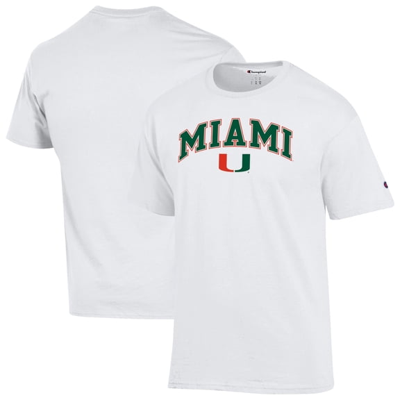 Men's-Champion White Miami Hurricanes Arch Over Logo T-Shirt