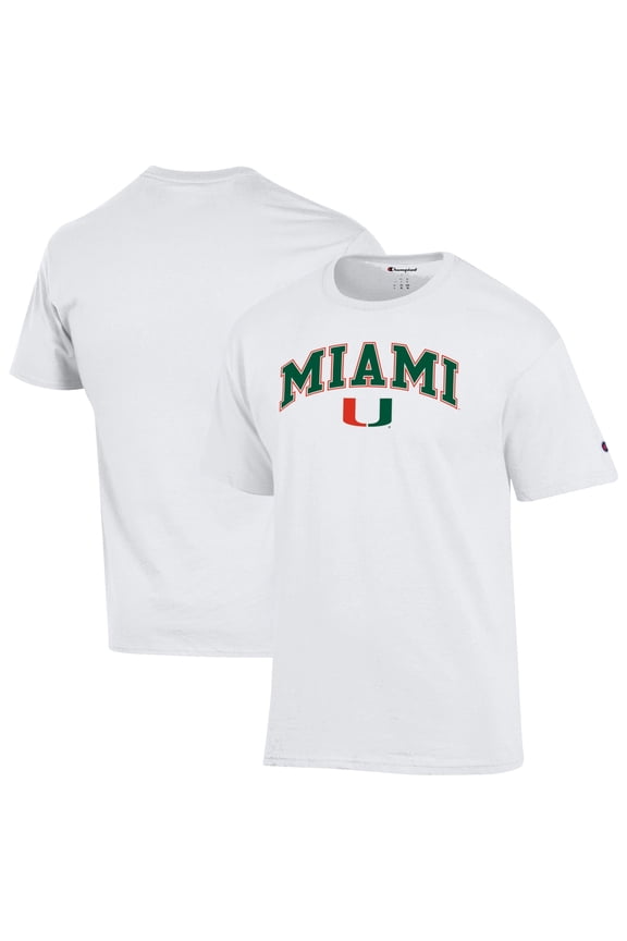 Men's-Champion  White Miami Hurricanes Arch Over Logo T-Shirt