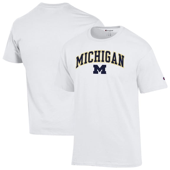 Men's-Champion White Michigan Wolverines Arch Over Logo T-Shirt