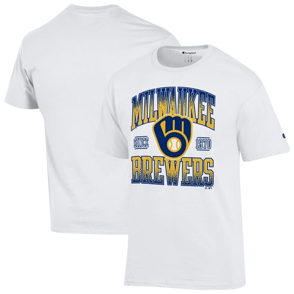 Men's Champion White Milwaukee Brewers Team Name T-Shirt