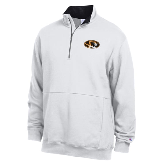 Men's Champion White Missouri Tigers Fleece Quarter-Zip Pullover