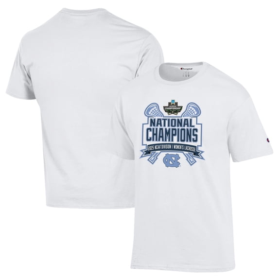 Men's Champion White North Carolina Tar Heels 2025 NCAA Women's Lacrosse National Champions Jersey T-Shirt