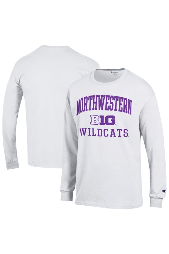 Men's Champion White Northwestern Wildcats Big Ten Long Sleeve T-Shirt