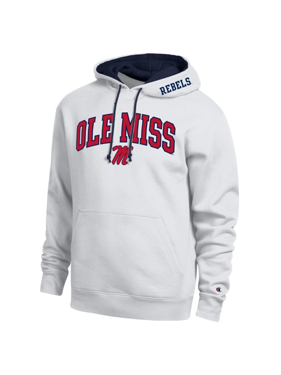 Men's Champion White Ole Miss Rebels Arch Tackle Twill Hoodie