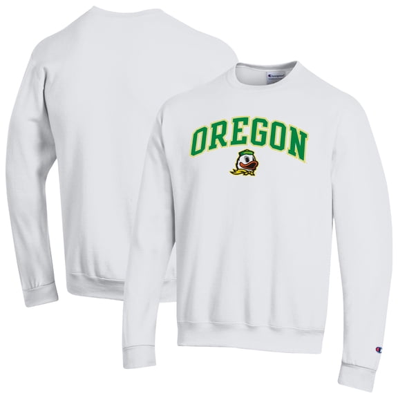 Men's-Champion  White Oregon Ducks Arch Over Logo Pullover Sweatshirt