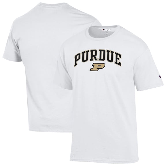 Men's-Champion  White Purdue Boilermakers Arch Over Logo T-Shirt