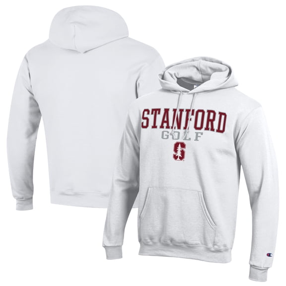 Men's Champion White Stanford Cardinal Stacked Golf Powerblend Pullover Hoodie