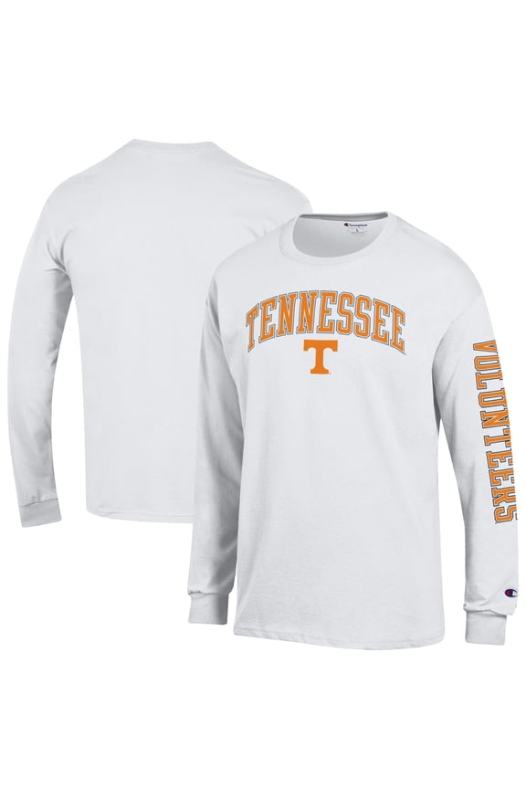 Men's Champion  White Tennessee Volunteers Arch Over Logo 2-Hit Long Sleeve T-Shirt