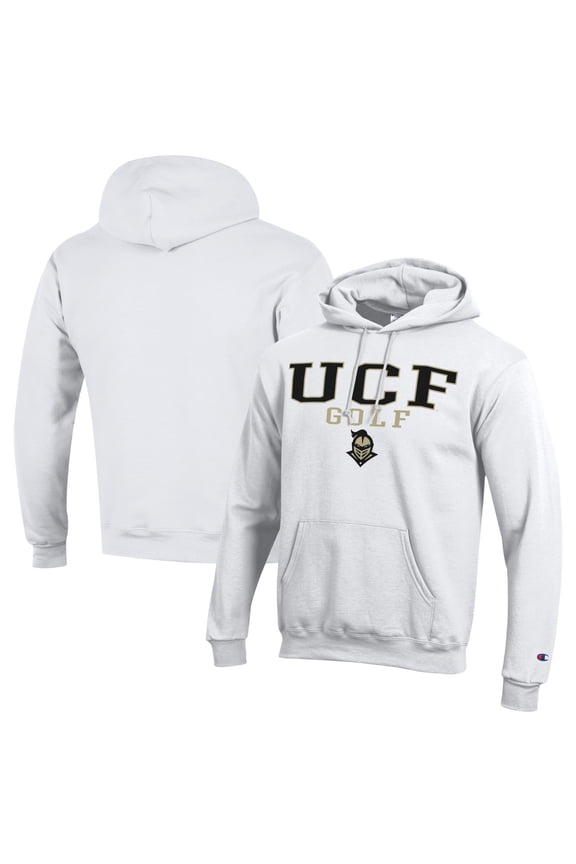 Men's Champion White UCF Knights Stacked Golf Powerblend Pullover Hoodie