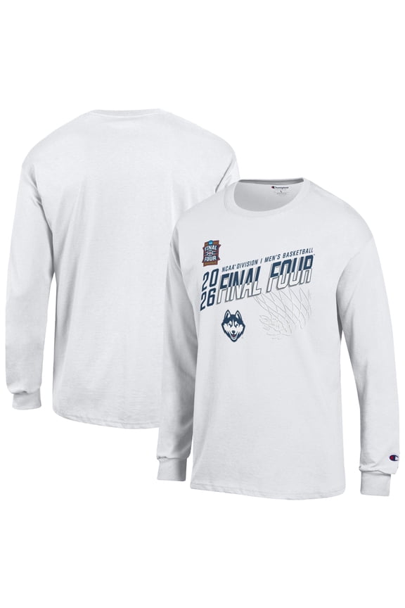 Men's Champion White UConn Huskies 2026 NCAA Men's Basketball Tournament March Madness Final Four Long Sleeve T-Shirt