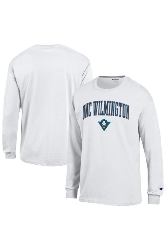 Men's Champion White UNC Wilmington Seahawks Campus Long-Sleeve T-Shirt