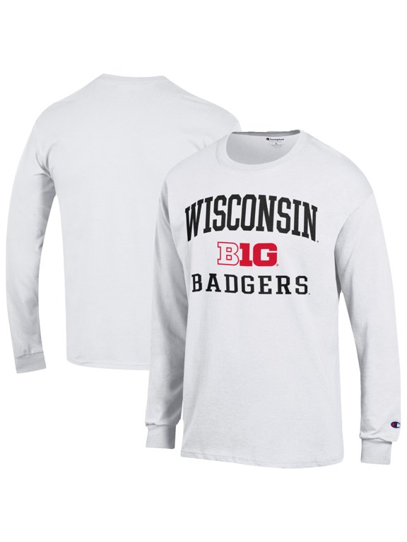 Men's Champion White Wisconsin Badgers Big Ten Long Sleeve T-Shirt