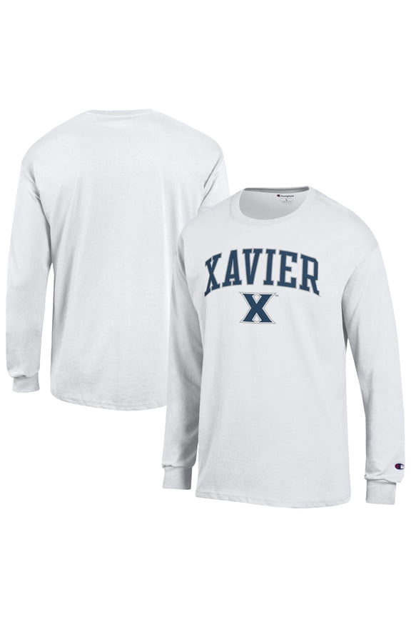 Men's Champion White Xavier Musketeers Campus Long-Sleeve T-Shirt
