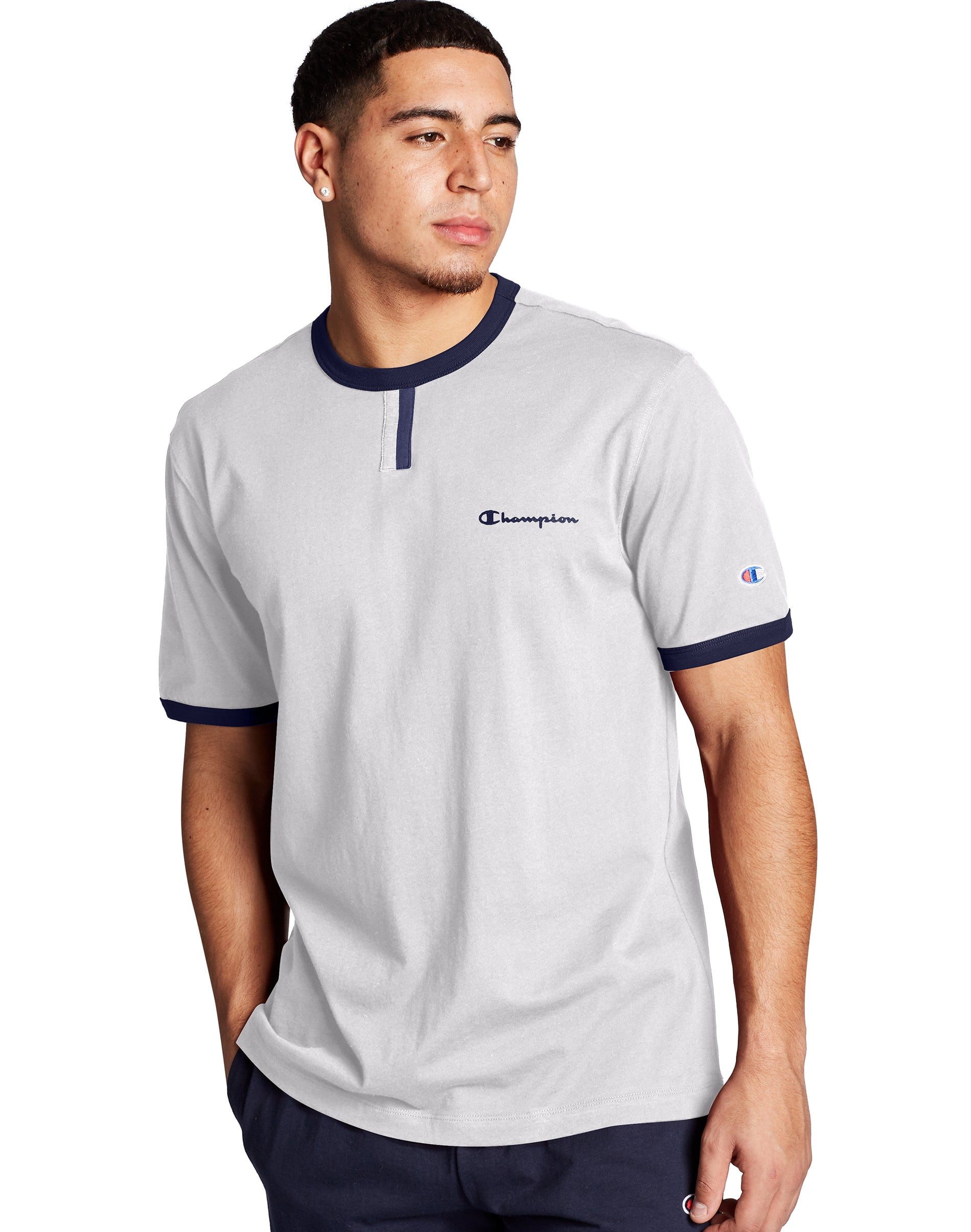 Men's Champion YC Tee, Script Logo White/Imperial Indigo S