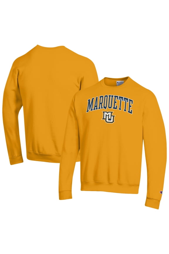 Men's Champion Yellow Marquette Golden Eagles  Campus Eco Powerblend Sweatshirt