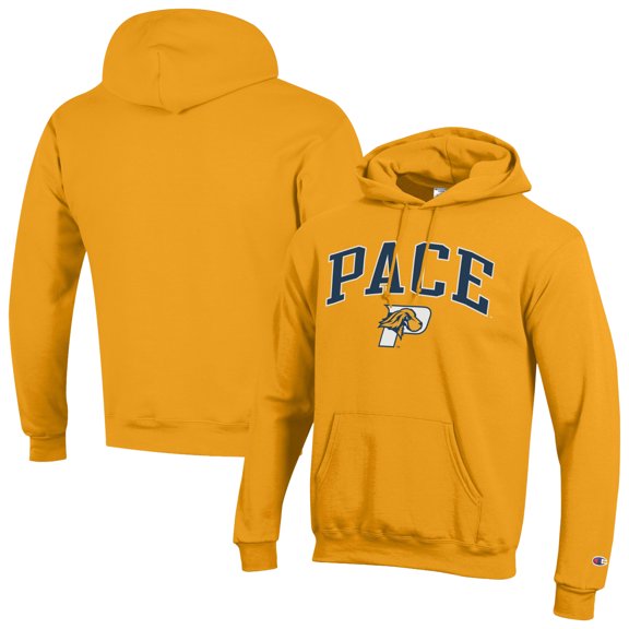 Men's Champion Yellow Pace University Setters Campus Eco Powerblend Hoodie