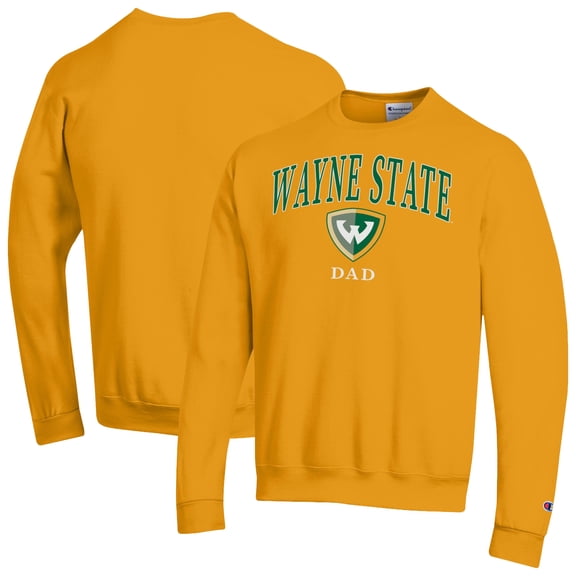 Men's Champion Yellow Wayne State Warriors Arch Dad Eco Powerblend Sweatshirt