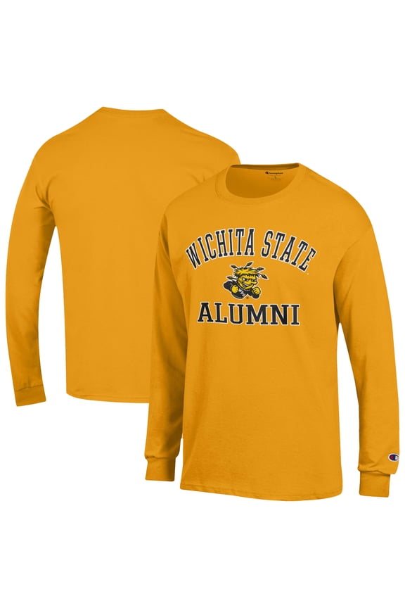 Men's Champion Yellow Wichita State Shockers Alumni Arched Long Sleeve T-Shirt