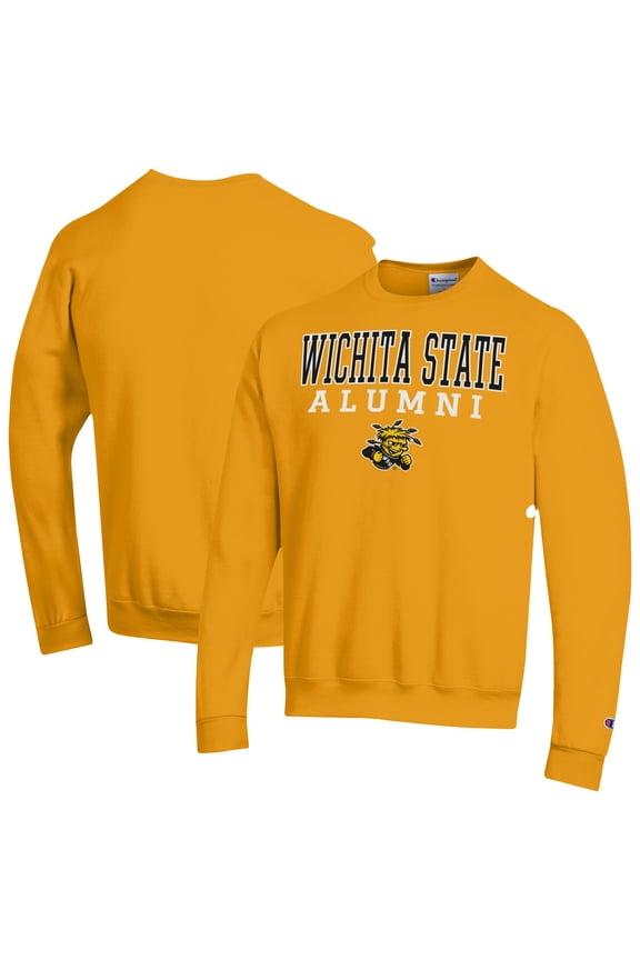 Men's Champion Yellow Wichita State Shockers Alumni Arched Pullover Sweatshirt