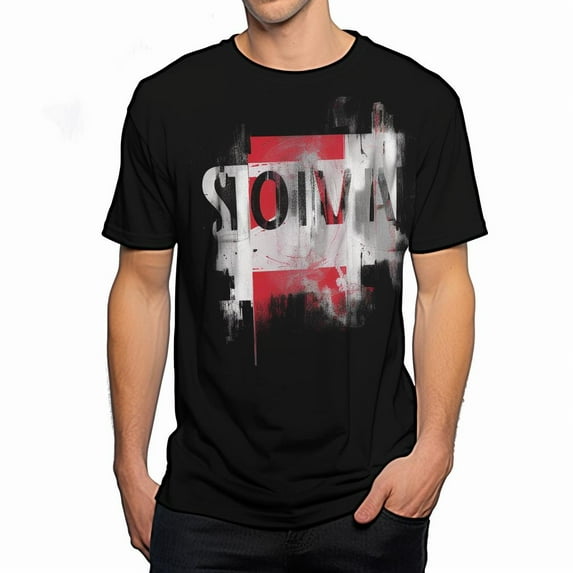 Men's Character Distortion T-Shirt New Cotton Black Tee XS-5XL