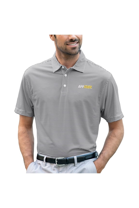 Men's Charcoal Appalachian State Mountaineers Vansport Pro Tonal Micro-Stripe Polo