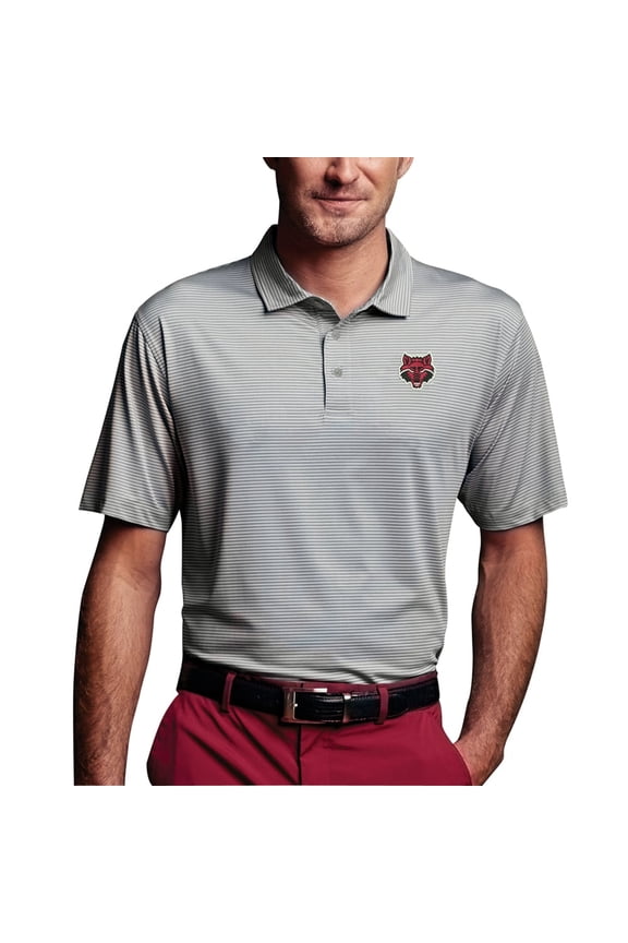 Men's Charcoal Arkansas State Red Wolves Vansport Pro Tonal Micro-Stripe Polo