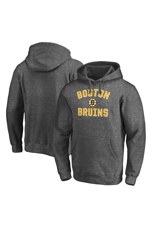 Men's Charcoal Boston Bruins Victory Arch Team Fitted Pullover Hoodie
