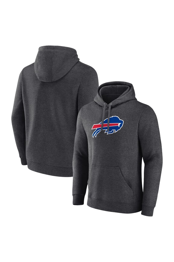 Men's Charcoal Buffalo Bills Primary Team Logo Fitted Pullover Hoodie