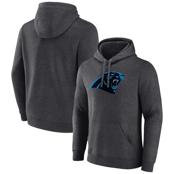 Men's Charcoal Carolina Panthers Primary Team Logo Fitted Pullover Hoodie