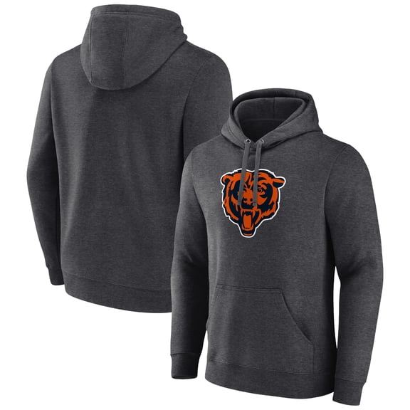Men's Charcoal Chicago Bears Primary Team Logo Fitted Pullover Hoodie
