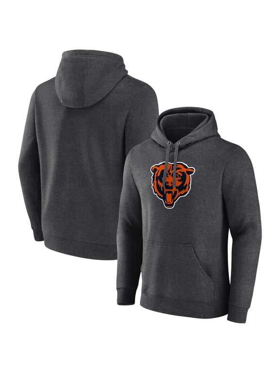 Men's Charcoal Chicago Bears Primary Team Logo Fitted Pullover Hoodie